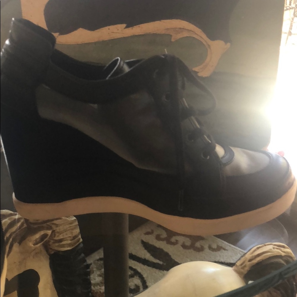 Platform Dressy Sneakers Black Mesh